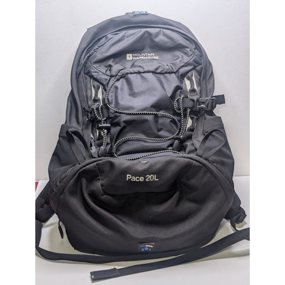 Mountain Warehouse Pace 20L Hiking Backpack Black W/ Rain Cover